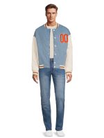 No Boundaries Men's & Big Men's Denim Varsity Jacket, Sizes XS-5XL - Image 2