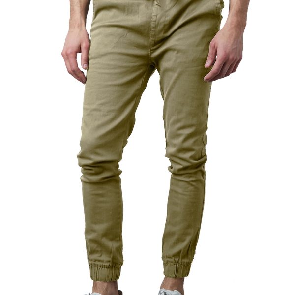 Mens Joggers Chino Pants Stretch Twill SLIM-FIT (S-2XL)