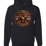 Wild Bobby, Firefighter Maltese Fire Department Patriotic Eagle Unisex Hoodie Sweatshirt, Black, Small